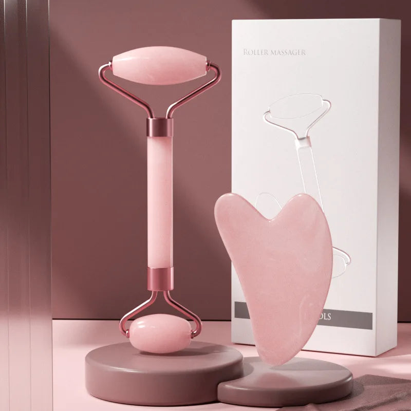 Face and Neck Massager, Non-Rose Crystal ABS Roller Beauty Guasha Double Head Massage Stick, Effective to Unblock and Relax