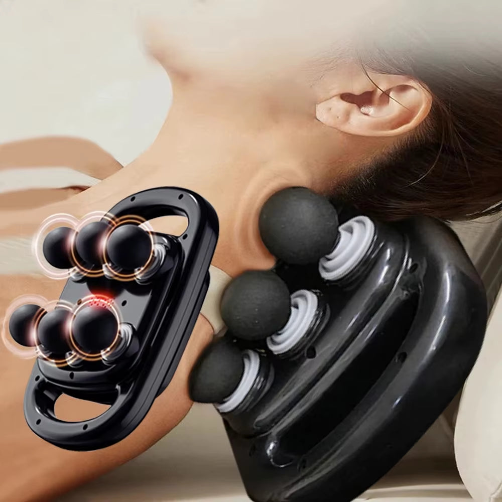 Fascia Gun Muscle Massager Gun Six Heads High Frequency Neck Waist Massage Machine Neck Shoulder Professional Fascia Massage Gun