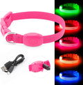 Light up Dog Collar, Rechargeable LED Dog Collar Glow in the Dark Cat Collar Reflective Puppy Collar Safety Dog Lights for Night Walking (Pink, XS)