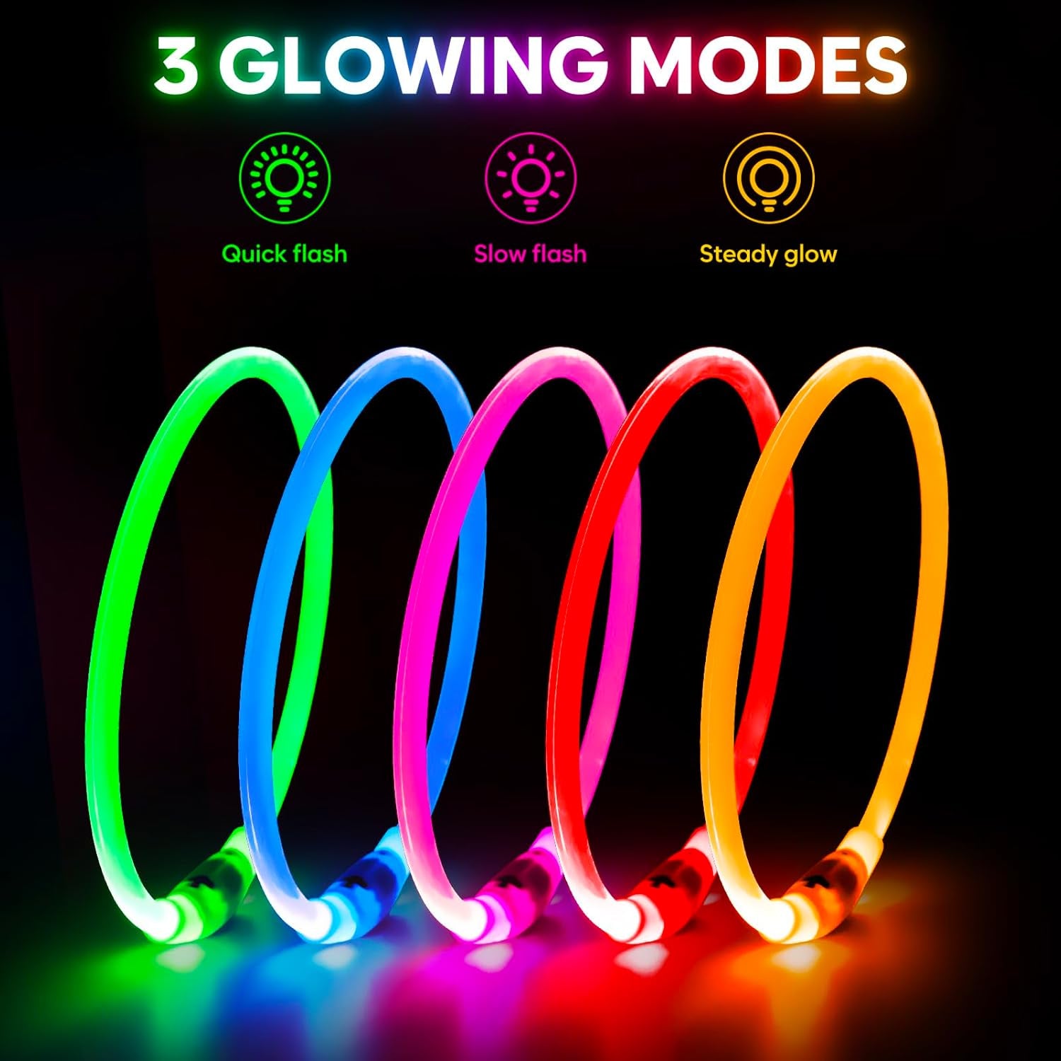 Led Dog Collar - Waterproof Lighted Pet Collar Rechargeable, TPU Cuttable Light up Doggie Collar for Small, Medium, Large Dogs Night Walking (Green)