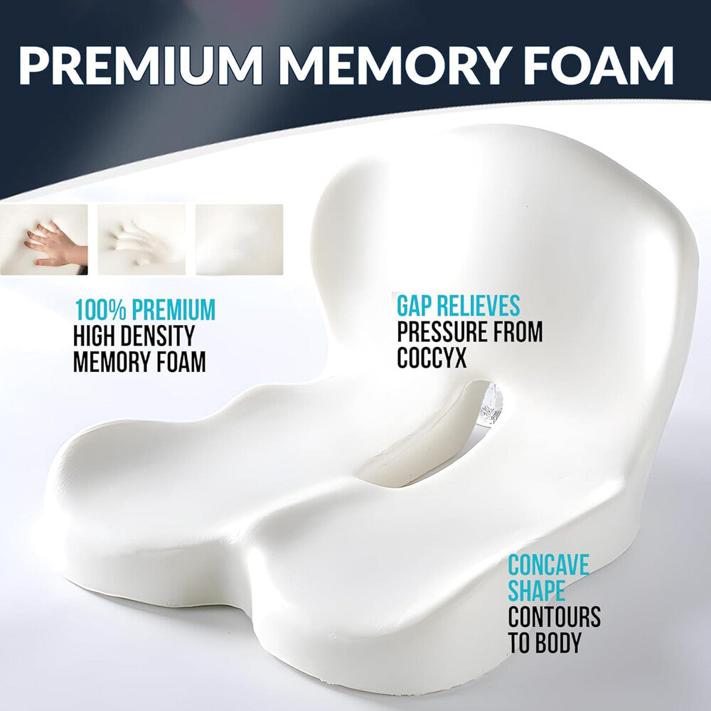 Memory Foam Seat Cushion Lumbar Support Ergonomic Back Support for Office Car