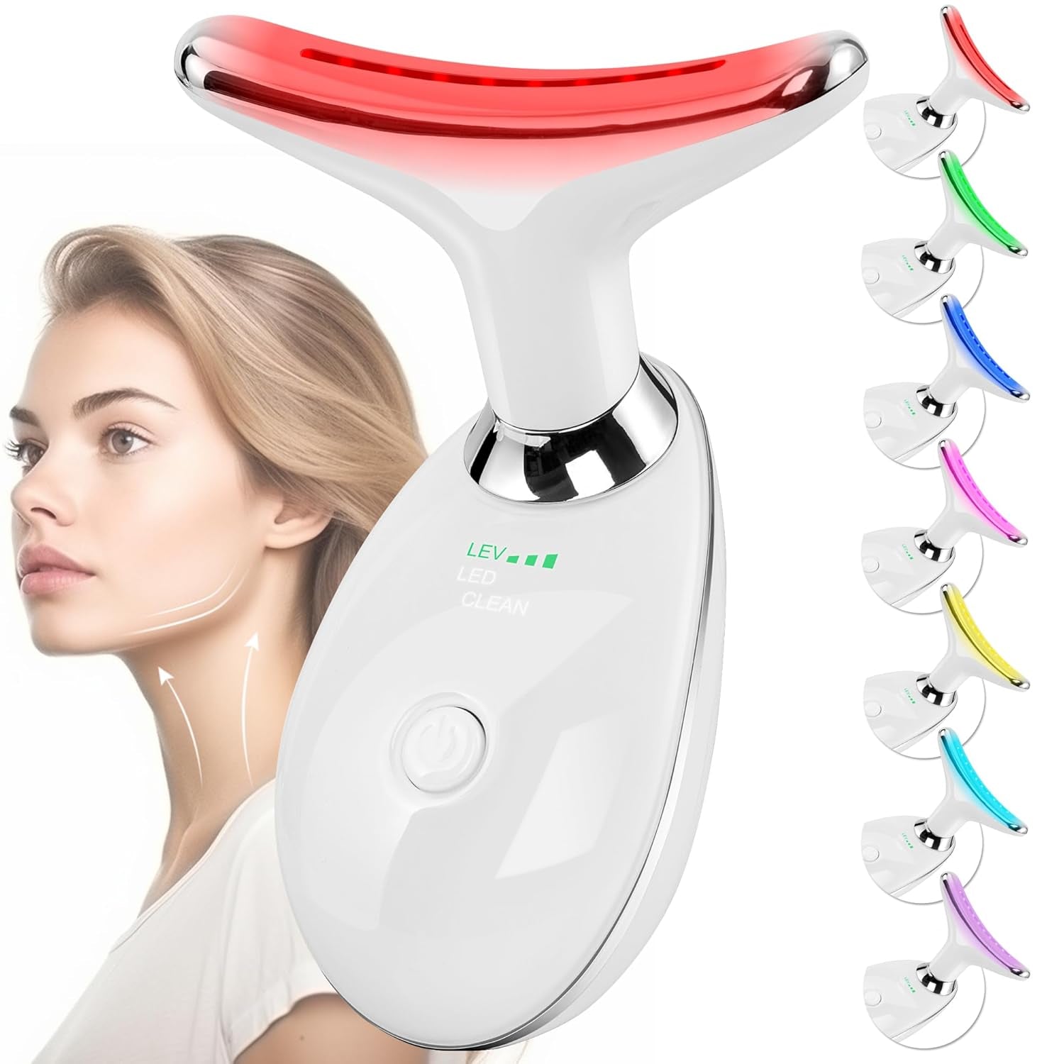 Facial Massager Red-Light-Therapy-For-Face and Neck, Face 𝖲 Culpting Wand with 7 Color