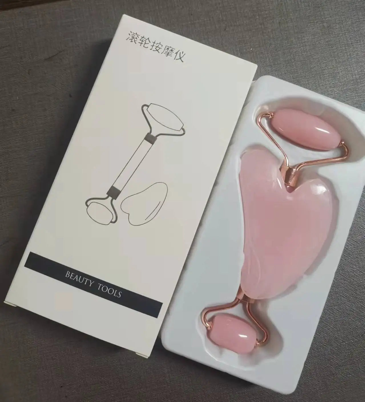 Face and Neck Massager, Non-Rose Crystal ABS Roller Beauty Guasha Double Head Massage Stick, Effective to Unblock and Relax