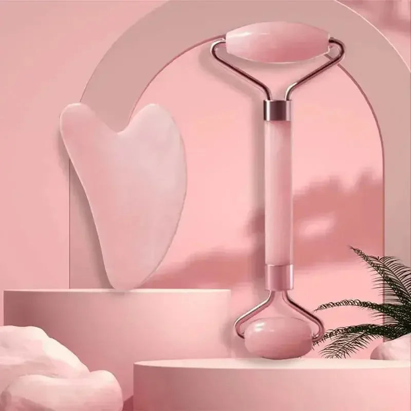 Face and Neck Massager, Non-Rose Crystal ABS Roller Beauty Guasha Double Head Massage Stick, Effective to Unblock and Relax