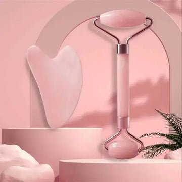 Face and Neck Massager, Non-Rose Crystal ABS Roller Beauty Guasha Double Head Massage Stick, Effective to Unblock and Relax