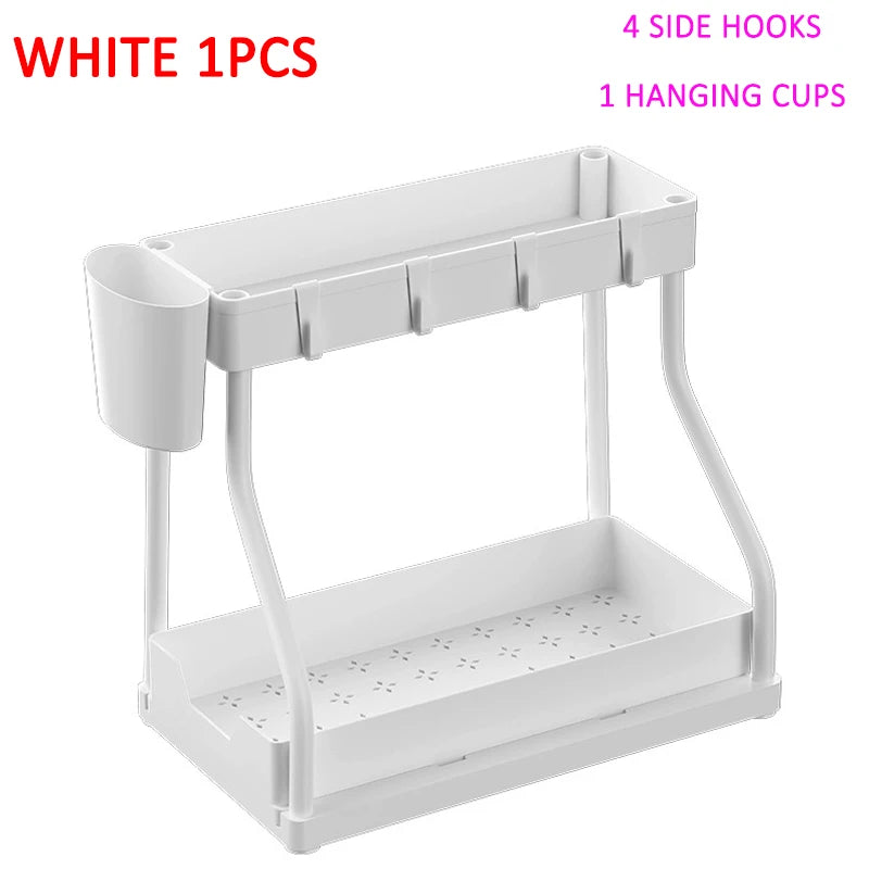 Kitchen Storage Rack under Sink Organizer L-Shape Sliding Storage Shelf Cabinet Drawer Organizers Bathroom Kitchen Accessories