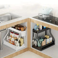 Kitchen Storage Rack under Sink Organizer L-Shape Sliding Storage Shelf Cabinet Drawer Organizers Bathroom Kitchen Accessories