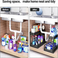 Kitchen Storage Rack under Sink Organizer L-Shape Sliding Storage Shelf Cabinet Drawer Organizers Bathroom Kitchen Accessories