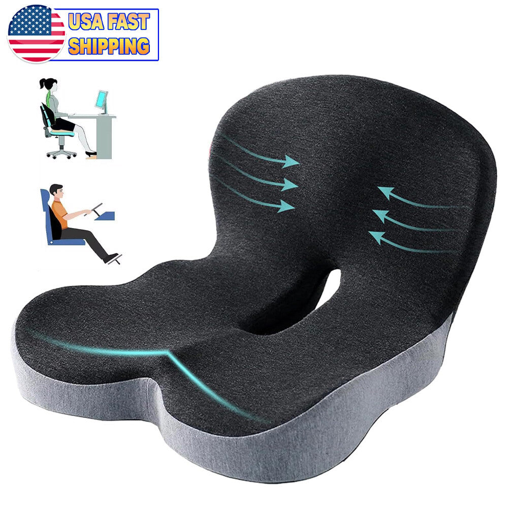 Memory Foam Seat Cushion Lumbar Support Ergonomic Back Support for Office Car