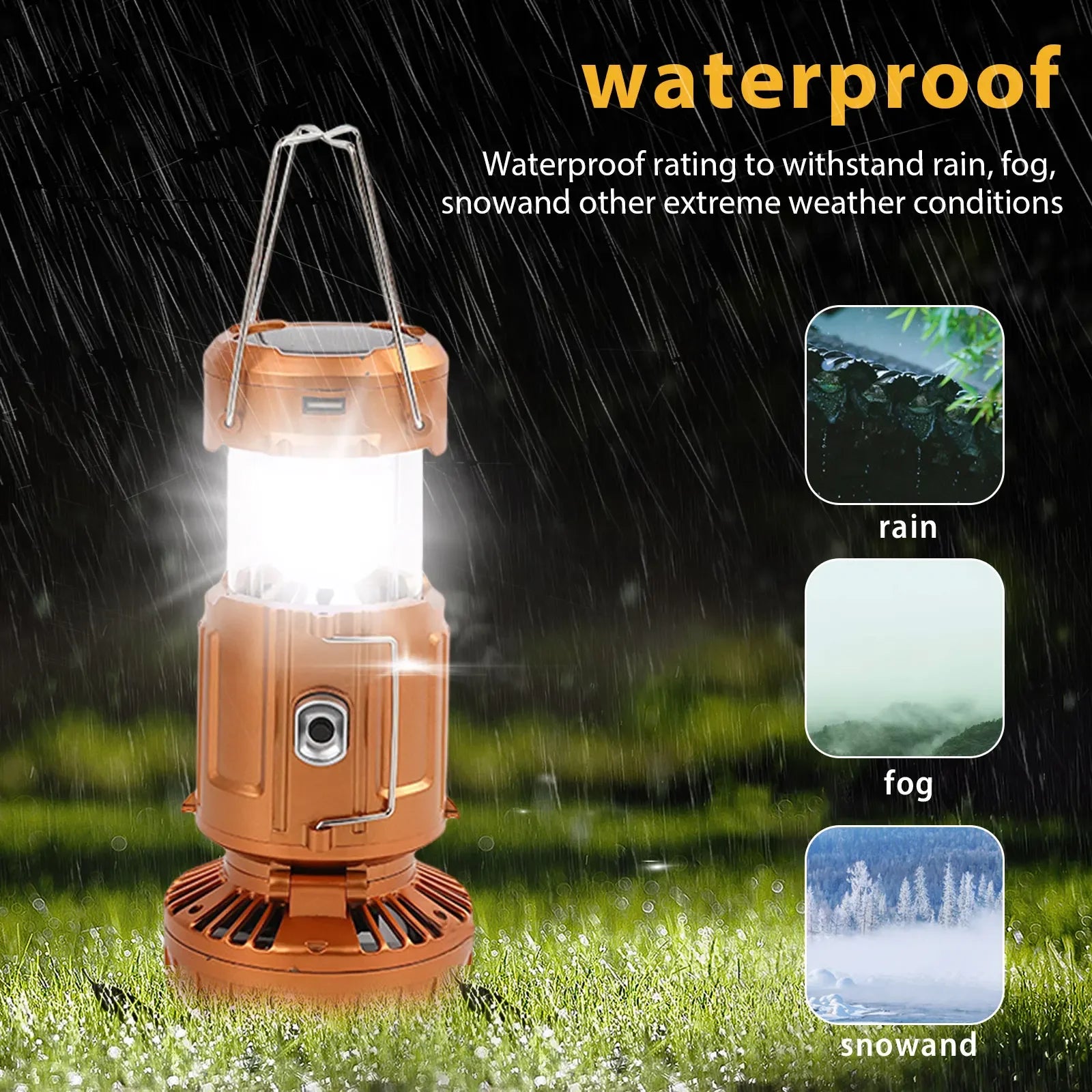 LED Lantern Fan Solar/Rechargeable/Battery Powered Foldable 1500Mah Hanging Tent Fan Light Power Bank with Hook for Emergency