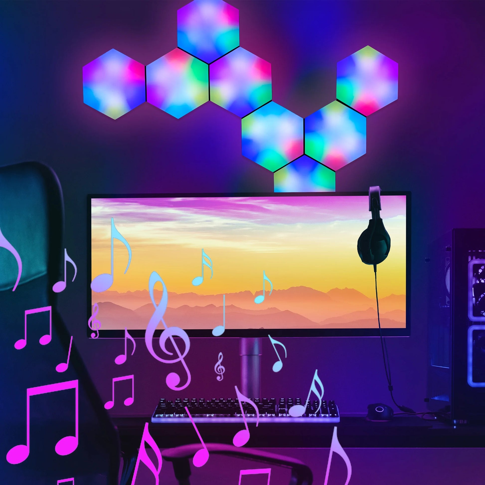 . 8-Pack RGBIC HEXAGON LIGHTS