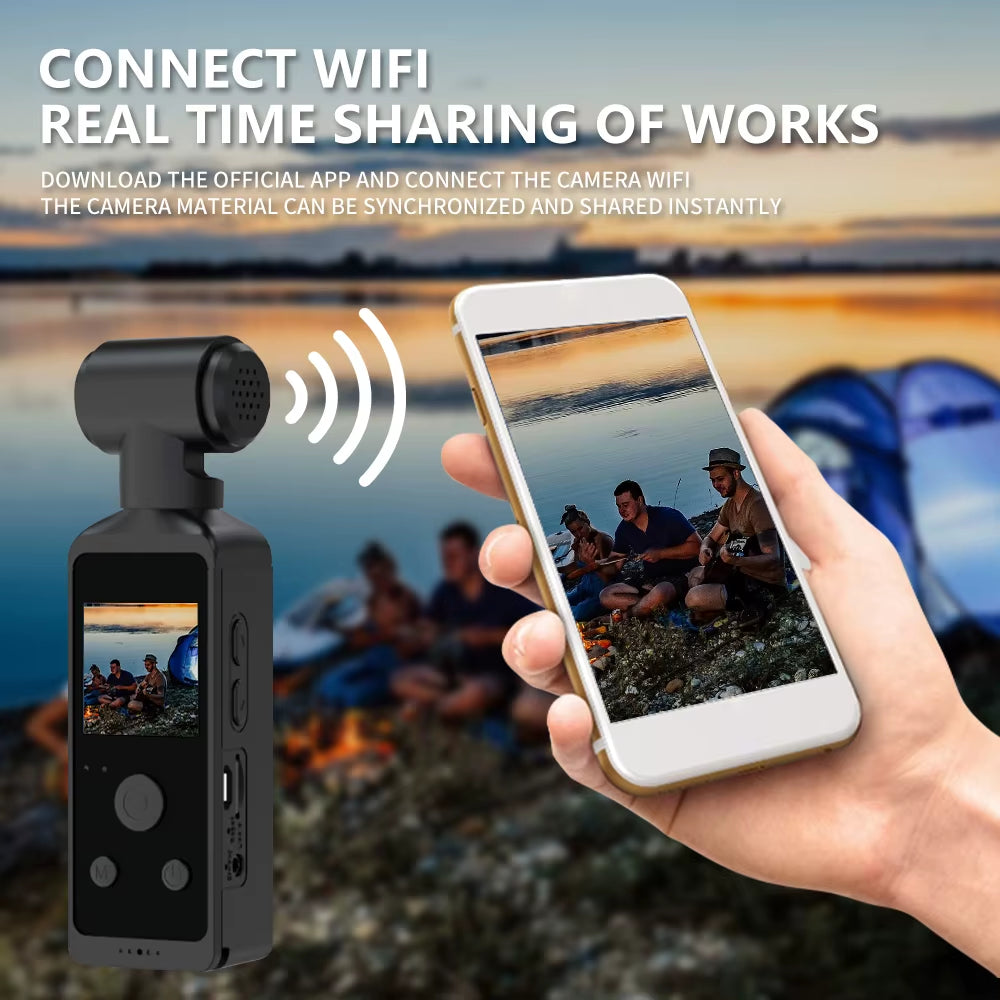Mini Cam 4K 1080P Pocket Camcorder HD Cam 1.3" LCD Screen 270° Rotatable Wifi Mini Camera with Waterproof Case Motion Cameras