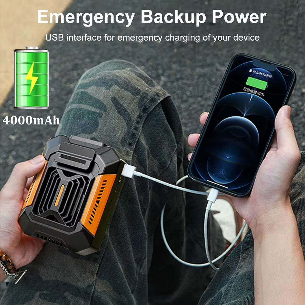 Portable Waist Fan Mini Waist Clip Fan Rechargeable Hanging Neck Fan Wireless Waist Belt Fan 6000Mah Mini Outdoor Lighting Fan