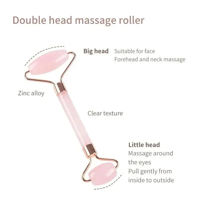 Face and Neck Massager, Non-Rose Crystal ABS Roller Beauty Guasha Double Head Massage Stick, Effective to Unblock and Relax
